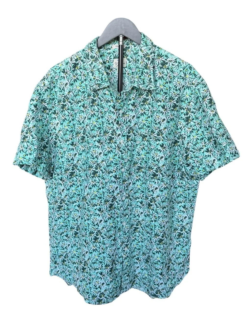 J. Crew 100% Linen Floral Button Up Shirt XXL Coastal Grandpa Resort Core J35